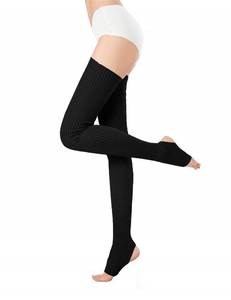 lot 13596 image: v28 Women Girls Thigh High Neon Ribbed Long 80s 90s Party Skating Leg Warmers (One Size, Hole86 -Black)