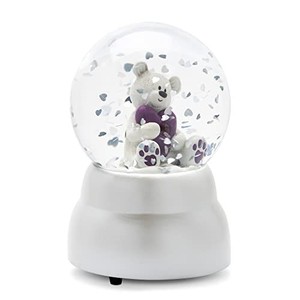 lot 13612 image: DEMDACO February Birthstone Bear 3.25 Inch White and Amethyst Color Glitter Water Globe