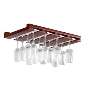 lot 13630 image: Rustic State Eze 4 Sectional Under Cabinet Mount Wood Stemware Rack Hanging Shelf Glassware Holder Bar Organizer with up to 12 Wine Glass Storage 10 Inch Deep - Mahogany
