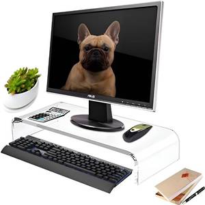 lot 13638 image: DYCacrlic Clear Acrylic Computer Monitor Stand, Heavy Duty Monitor Riser for Office Home Desktop Corner, Free Standing Lucite Monitor Stands for Laptop Screen Tablet TV Lcd, Desk Riser Leg Lift