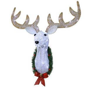 lot 13645 image: WATERGLIDE Lighted Christmas Wall Decor Reindeer Head, 28 Pre-Lit 3D Rudolph Hanging Wreath with Battery Operated, 8 Modes & Timer, Light Up for Front Door Window Indoor Outdoor Festive Xmas Holiday