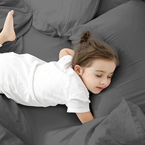 lot 13646 image: THREAD SPREAD 100% Organic Cotton Bed Sheet Set - Crisp and Cooling Percale Weave, Soft Breathable, Eco-Friendly, 4 Piece Bedding Set, Deep Pocket with All-Around Elastic, (Queen, Dark Gray)