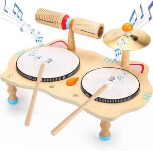 lot 13649 image: oathx Kids Drum Set All in One Montessori Musical Instruments Set Toddler Toys Natural Wooden Music Kit Baby Sensory Toys Months Birthday Gifts for Girls Boys