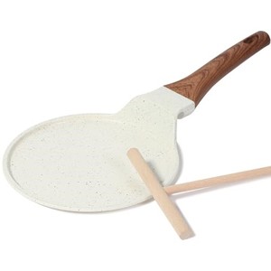 lot 13651 image: ESLITE LIFE Nonstick Crepe Pan with Spreader, 8 Inch Ceramic Coating Flat Skillet Tawa Dosa Tortilla Pan, Compatible with All Stovetops (Gas, Electric & Induction), PFOA Free, Cream