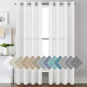 lot 13661 image: H.VERSAILTEX White Sheer Linen Curtains for Living Room Curtains 84 inches Long Bedroom Curtains 2 Panel Sets, Grommet Semi Sheer Elegant Soft Light Filter Window Treatments Curtains,W52 x L84