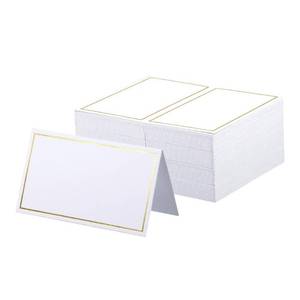 lot 13668 image: Place Cards Pack of 120 - Small Tent Cards with Gold Foil Border - Perfect for Weddings, Banquets, Events,Table Cards,Name Cards