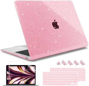 lot 13670 image: May Chen Compatible with MacBook Air 13 inch Case 2021 2020 2019 2018 Release Models M1 A2337 A2179 A1932, Plastic Hard Shell Case for Mac Air 13 inch with Retina Fits Touch ID, Pink Glitter