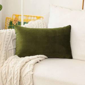 lot 13674 image: Home Brilliant Green Velvet Pillow Covers 12x20 Decorative Pillow Cases Accent Oblong Pillow Covers for Office Lounge Nursery, 12 x 20 (30x50cm), Avocado Green