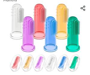 lot 13675 image: Baby Toothbrush Set, 6 Pcs Soft Infant Finger Toothbrush with 6 Boxes, Newborns Toddler Silicone Baby Tooth Brush 0-6 Months 6-12 Months
