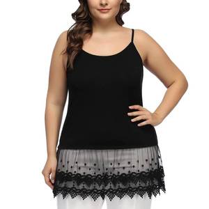 lot 13682 image: Womens Spaghetti Strap Lace Trim Cami Tunic Tank Top Plus Size 22W Black