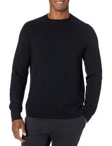lot 13691 image: Amazon Essentials Mens Oversized-Fit Textured Cotton Crewneck Sweater, Black, Large