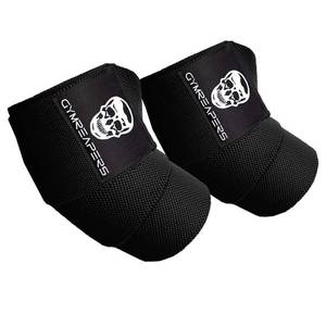 lot 13692 image: Gymreapers Weightlifting Elbow Wraps (1 Pair) - Flexible 40 Elbow Compression Strap & Joint Support Brace - For Bench Press, Powerlifting, and Pressing (Black)