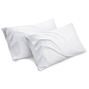 lot 13696 image: Bedsure White Pillow Cases Standard Size, 100% Rayon Derived from Bamboo Cooling Pillowcase, Silky Soft & Breathable Pillow Covers with Envelope Closure, Gifts for Men or Women, 20x26 Inches