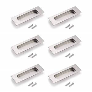 lot 13702 image: Probrico 6 Pack Brushed Nickel Flush Pulls Sliding Closet Door Finger Pulls Recessed Kitchen Cabinet Handles Pulls 4-710(120mm) Length Square Pulls Handles for Sliding Doors Closet and Drawers