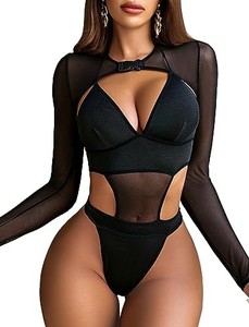 lot 13703 image: Avidlove Rave Bodysuit Outfits for Women Festival Bodysuit Halter Teddy Lingerie Bodysuit Set. XXL