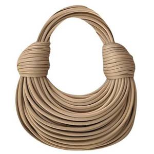 lot 13718 image: Qiayime Hand-Woven Bread Womens Clutch Top Handle Satchel Shoulder Crossbody Creative Noodles Purses Underarm Bag Handbag (Khaki)