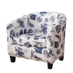 lot 13730 image: MIFXIN Club Chair Slipcover 2 Piece Stretch Printed Tub Chair Cover with Cushion Cover Spandex Washable Barrel Chair Slipcover Armchair Furniture Protector (Navy Flower)