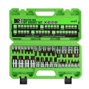 lot 13736 image: SWANLAKE 32 Piece Hex Bit Socket Set,SAE and Metric, 14, 38, 12 Drive Socket Set, S2 & Cr-V Steel
