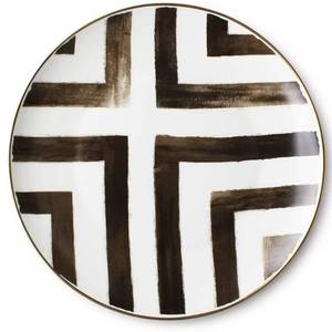 lot 13745 image: Bone China Dinner Plate, Scandinavian Style Hand Painted Crossroad Stripes Black and White Western Dinner Plate Ceramic Plate, Household Round Tableware, Salad Plate and Steak Plate dinner plates&nbsp