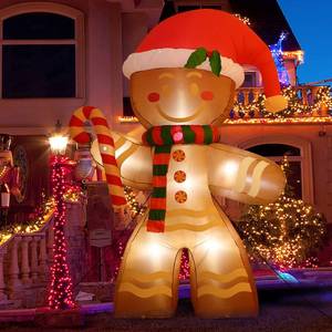lot 13747 image: Double Couple 8 FT Christmas Inflatables Decoration Gingerbread Man with Built-in LEDs Blow Up Inflatables for Xmas Party Indoor Outdoor Yard Garden Lawn D�cor
