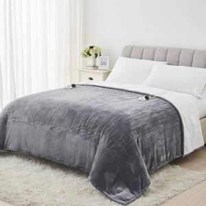 lot 13754 image: HomeMate Electric Heated Blanket Twin - 62x84 Heating Bed Blankets Throw with 10 Heating Levels 8 Hours Auto Off Fast Heating Over-Heated Protection Ultra Soft Warm Flannel ETL Certified Grey