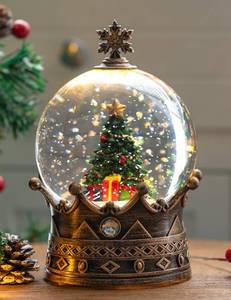 lot 13762 image: TIJNN Christmas Snow Globe Lantern 9, Battery Operated Lighted Swirling Glitter Lantern with Timer for Christmas Home Decoration, Snowman (red