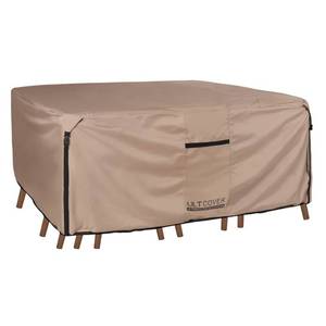 lot 13769 image: $$ ULTCOVER Rectangular Patio Heavy Duty Table Cover - 600D Tough Canvas Waterproof Outdoor Dining Table and Chairs General Purpose Furniture Cover Size 76L x 54W x 28H inch