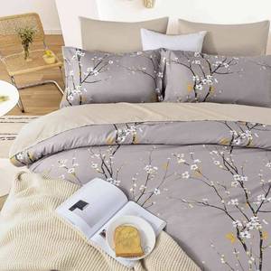 lot 13770 image: $$ Nanko 7PC Queen Comforter Set with Sheet, Grey Pastel Floral Pattern Print Reversible Down Alternative Comforter Microfiber Farmhouse Modern Bedding Sets in a Bag for Women Men,Size 88x90 Gray Flower