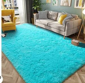lot 13771 image: Ashler Shaggy Fluffy Area Rug for Living Room, Ultra Soft Bedside Bedroom Carpets, Fuzzy Plush Rug for Home Decor, Turquoise, 3 x 5 Feet
