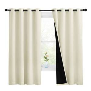 lot 13775 image: NICETOWN Warm Curtains for Winter, Bedroom Full Blackout Curtain Panels, Super Thick Insulated Window Covers, Complete Blackout Draperies with Black Liner (Beige, Set of 2, 55 by 68-inch)