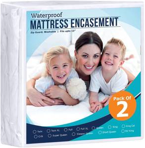 lot 13777 image: Utopia Bedding Zippered Mattress Encasement Twin XL - 100% Waterproof and Bed Bug Proof Mattress Protector - Absorbent, Six-Sided Mattress Cover (Pack of 2)