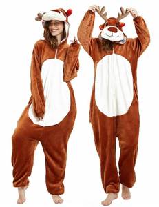 lot 13779 image: CASABACO Women Deer Costume Adult Reindeer Onesie Onepiece Pajama, Brown, L
