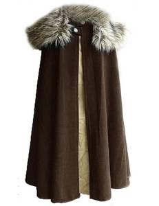 lot 13780 image: MSOrient Mens Medieval Viking Cloak Fur Cape Cosplay Costume Renaissance King With Fur Cloak Halloween Costume (S, Brown)