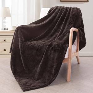 lot 13781 image: Exclusivo Mezcla Waffle Textured Extra Large Fleece Blanket, Super Soft and Warm Throw Blanket for Couch, Sofa and Bed (Coffee, 50x70 inches)-Cozy, Fuzzy and Lightweight