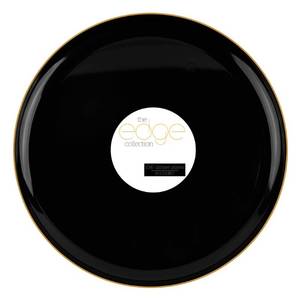 lot 13784 image: PLASTICPRO 10.6 Plastic Party Plates Edge Collection Black with Gold Rim Premium heavyweight Elegant Disposable Tableware Dishes (Black With Gold Rim,