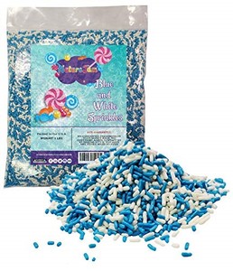 lot 13792 image: Baby Shower Sprinkles Blue & White Colored BULK Jimmies 1 POUND-Its a Boy Edible Cake Cupcakes Dessert & Ice Cream Topping-Flag of Finland