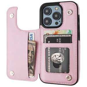 lot 13797 image: Onetop Compatible with iPhone 15 Pro Wallet Case with Card Holder, PU Leather Kickstand Card Slots Case, Double Magnetic Clasp and Durable Shockproof Cover 6.1 Inch (Pink)
