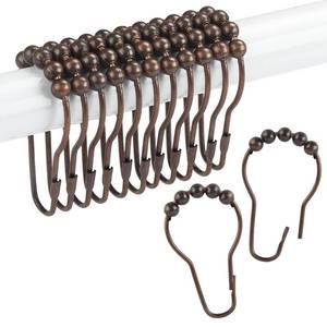 lot 13809 image: Ansxiy Shower Curtain Hooks Rings, Rustproof Metal Shower Curtain Rings for Bathroom Shower Rods Curtains - Set of 12, Bronze