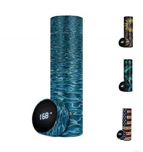 lot 13824 image: GCOCL stainless steel water bottle with Temperature Display thermo flask (Water Wave), 9