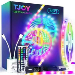 lot 13826 image: TJOY LED Strip Lights with 44 Key Remote Control 50ft, Multi-Color RGB LED Lights, Color Changing LED Light Strip for Bedroom, LED Strip Lighting for Room Decor Aesthetic, TV, DIY