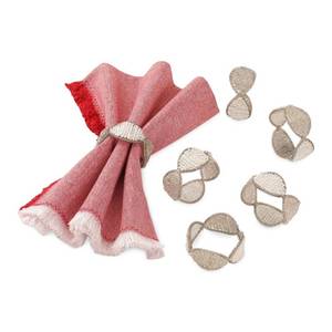 lot 13829 image: Folkulture Napkin Rings Set of 6 for Christmas Decorations, Handmade Red Napkin Rings for Kitchen Dcor, 1.5 inches Dia Snowflake Napkins Rings or Holiday Napkin Rings (Glow)