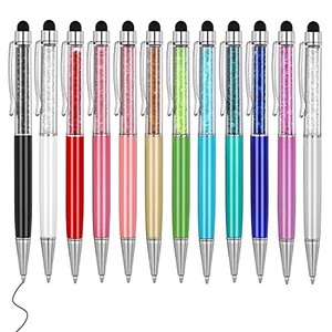 lot 13836 image: MengRan Cute Pens Bling Bling 2-in-1 Slim Crystal Diamond Stylus Pens and Black Ink Ballpoint Pens (12 colors)