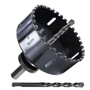 lot 13842 image: PLG2SUPT 4 inch Carbide Grit Hole Saw Cutter for Hardy Plank Air Brick Stucco Drywall Fiber Cement siding Backer Board Plasterboard