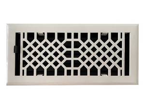 lot 13848 image: Empire Register Co, Vent Cover - 4x10 inch, Antique Style Design, White Finish, Heavy Duty Floor Vent Covers, Metal Damper Attached. Vent Covers for Home Floor only.