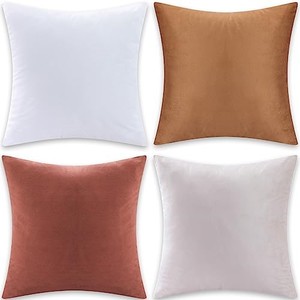 lot 13851 image: Mercijzyasang Set of 4 Fall Pillows Decorative Throw Pillows 18x18 Inch - Soft and Decorative Couch Pillow Cases for Living Room Bedding. (Brown mix4)