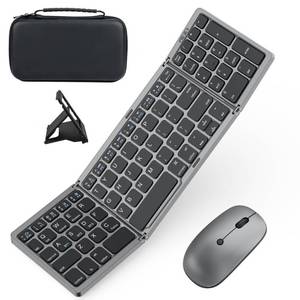 lot 13855 image: $$ Foldable Keyboard and Mouse for Laptop, Travel Bluetooth Folding Keyboard Mouse with Portable Case, Rechargeable Keyboard for Business, 2.4G Wireless & Bluetooth, for iPad Tablets Laptop iOS Android. Retail $70