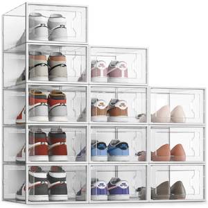 lot 13874 image: SEE SRPING XX-Large 12 Pack Shoe Storage Box, Clear Plastic Stackable Shoe Organizer for Closet, Shoe Rack Sneaker Containers Bins Holders Fit up to Size 14 (Clear)