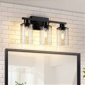 lot 13881 image: RyaHQ Bathroom Over Mirror Bathroom Vanity 3 Light Vanity Lights for Bathroom Vanity, Wall Sconce Wall Lamp Wall Light Fixtures Black