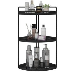 lot 13886 image: Dorhors 3-Tier Corner Bathroom Organizer Countertop for Storage,Counter Tray and Vanity Organizer,Wood Counter Organizer for Kitchen,Bathroom,Dresser (Black)