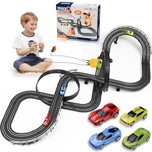 lot 13889 image: Car Toys for 3 Year Old Slot - Car Race Track Toys with 4pcs Speed Cars & 22FT Dual Racing Game Lap Overpass Track - Battery or Electric Race Car Track for Boys Girls Age 4-12